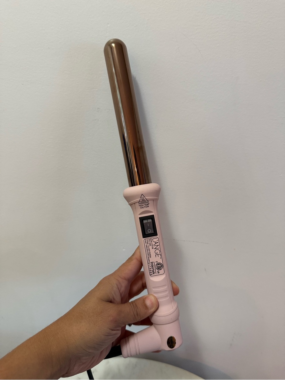L'ange Hair Curling Wand HT015B 1” Blush Pink Lange Curling Iron